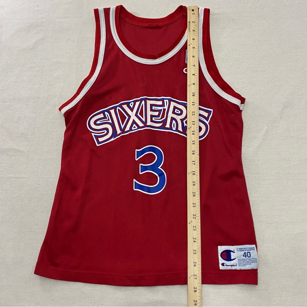 Vintage Champion Philadelphia 76ers Sixers Jersey Men's 40 Red Allen Iverson #3 - Picture 10 of 10